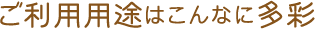ご利用用途はこんなに多彩